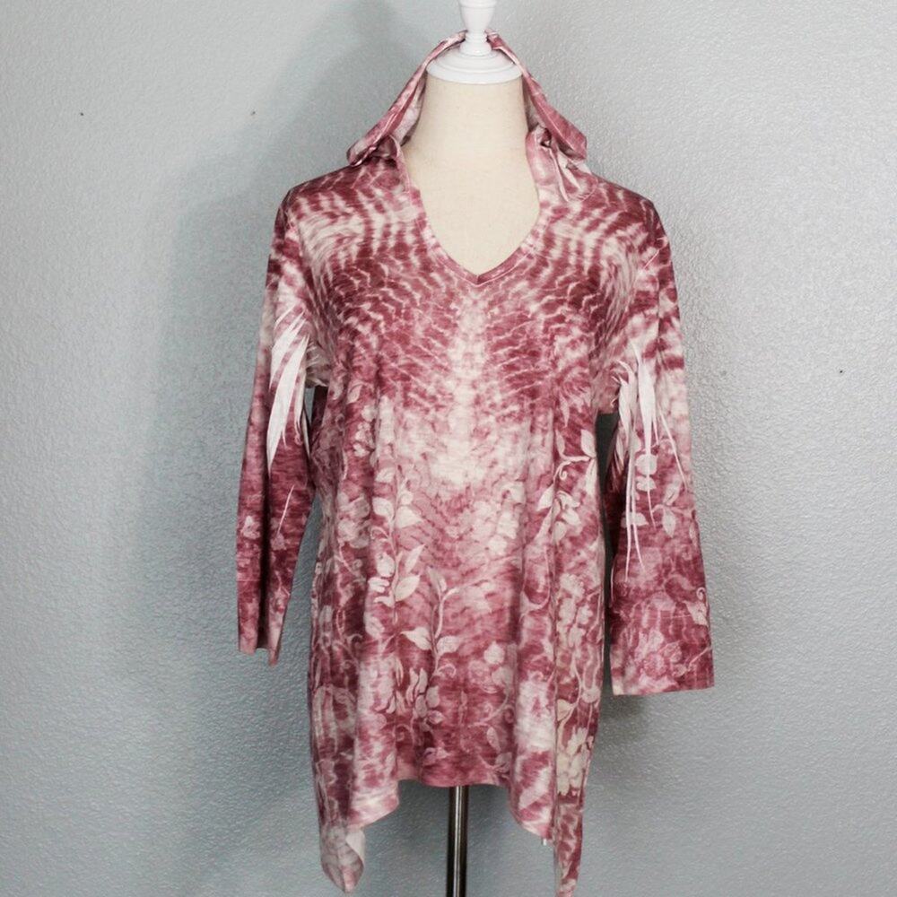Style & Co Floral Hooded Yoga Top Size M